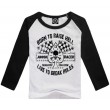 Dragstrip Kids Crew  Baseball Top - Born To Raise Hell  Navy/white